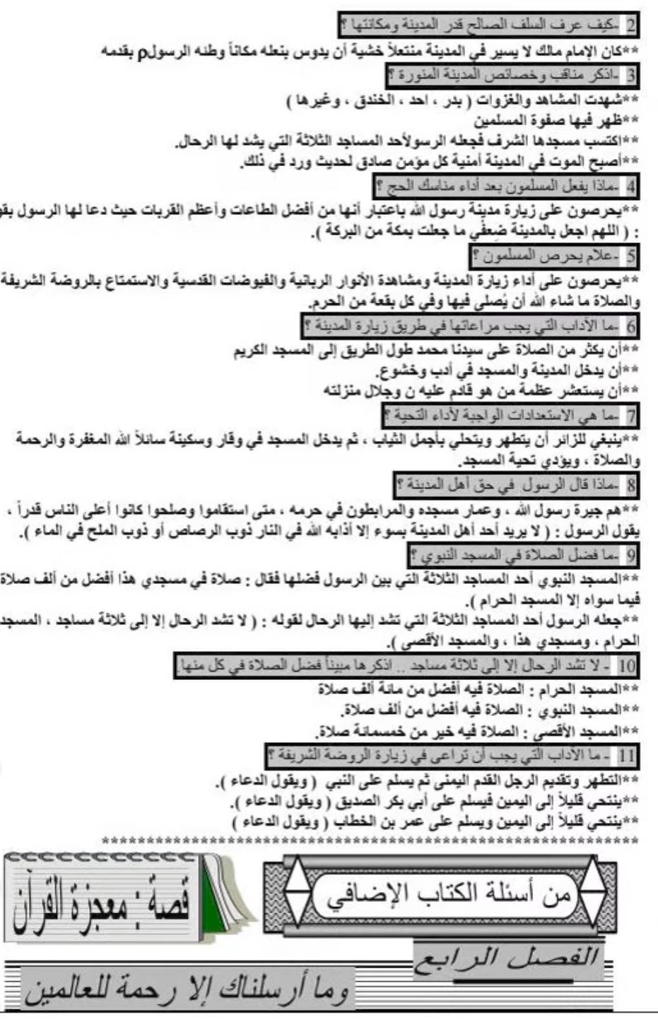 مراجعة دين للصف الأول الثانوي الترم الثاني 2026